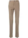 Incotex Mid-rise Cotton Chino Trousers In Brown