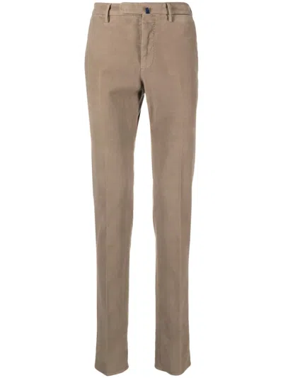 Incotex Mid-rise Cotton Chino Trousers In Brown