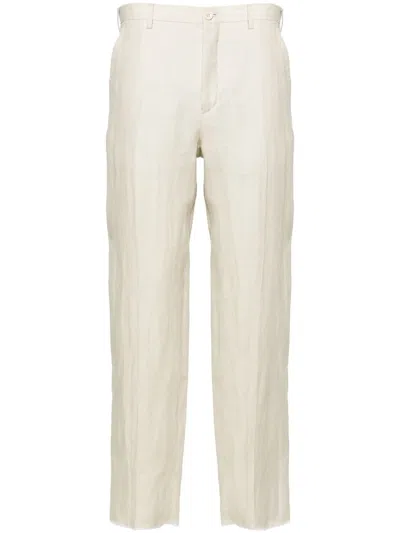 Incotex Linen Blend Chino Trousers In Neutrals