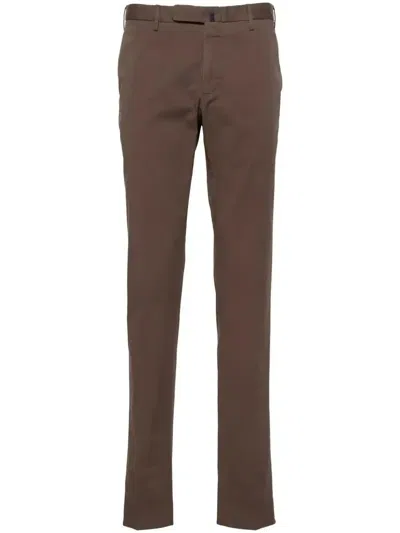 Incotex Mid-rise Twill Chino Trousers In Brown