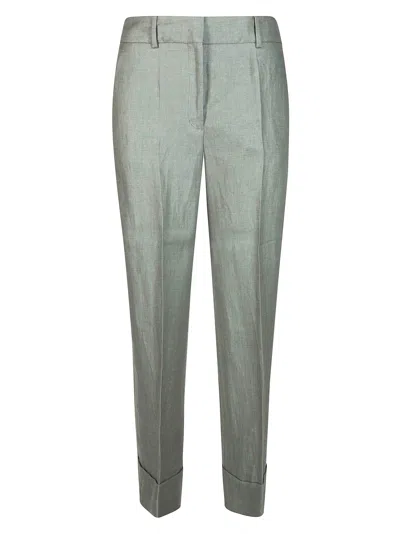 Incotex Mini Linen Dritto Risvolto Trousers For Women In Gray