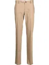 Incotex Chino Trousers With Linen And Cotton Pleats In Brown