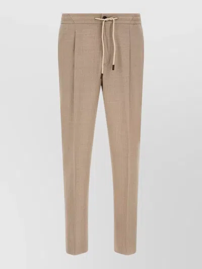 Incotex Modello 78 Trousers Elastic Waistband Pleats In Brown