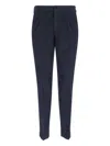 Incotex Navy Chinos With Pleated Front And Classic Straight Leg In Blue