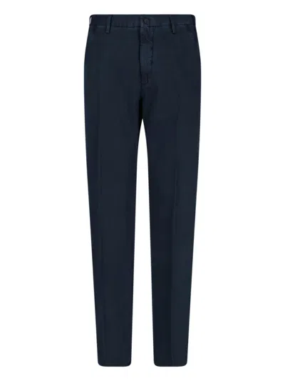 Incotex Navy High-waisted Chino Pants With Straight Leg Design In Blue