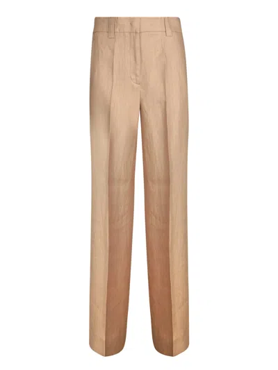 INCOTEX NEERA DARK BEIGE LINEN TROUSERS