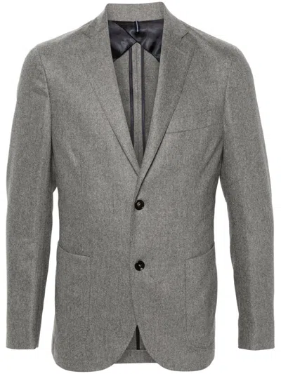 Incotex Notched Lapels Flannel Blazer In Grey