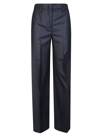 Incotex Palazzo Flannel High-waisted Trousers In Blue