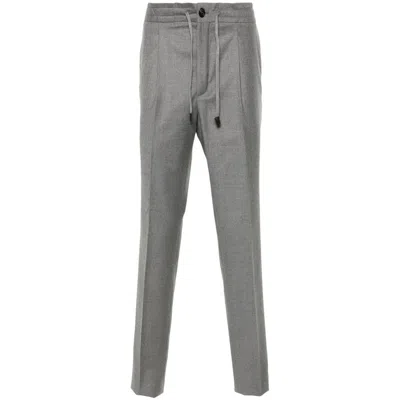 Incotex Drawstring Felted Trousers In Grey