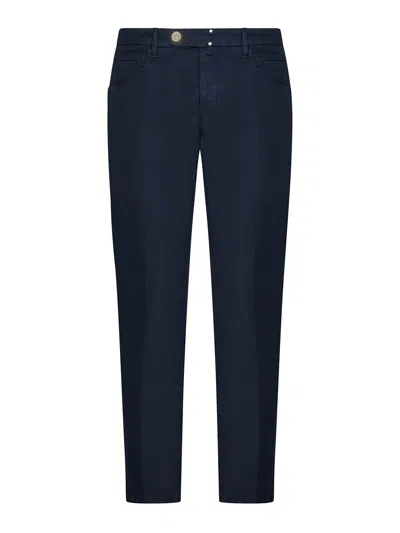 Incotex Blue Cotton And Linen Slim-fit Trousers