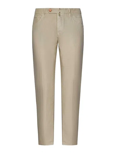 Incotex Cotton And Linen Slim-fit Trousers In Beige