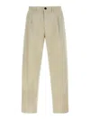 Incotex Pleated Front Cotton Trousers With Belt Loops In Neutral