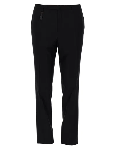 Incotex Tailored Black Wool Trousers With Classic Silhouette