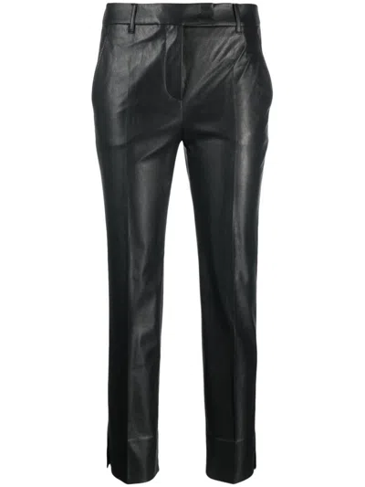 Incotex Pantaloni Slim Fit In Similpelle Stretch In Black
