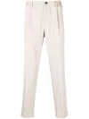 Incotex Front Pleated Trousers Belt Loops In Nude & Neutrals