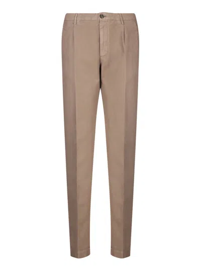 Incotex Tapered Cotton Pants In Beige In Brown