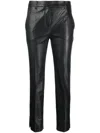 Incotex Slim Fit Faux Leather Trousers In Black
