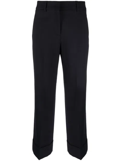 Incotex Tailored Cotton Trousers Cuffed Hem In Black