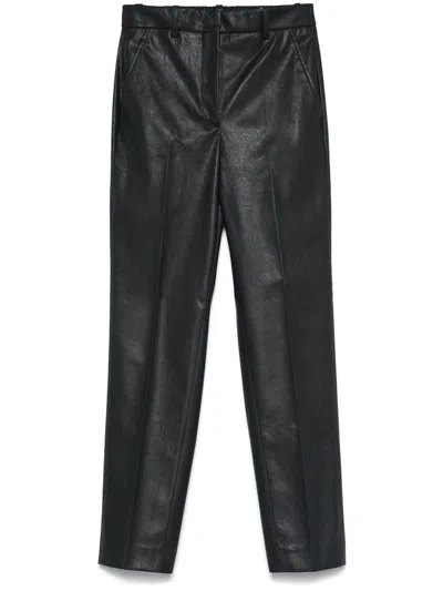 Incotex Slim Cut Faux Leather Trousers In Black