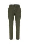 Incotex Stretch Cotton Trousers With Pockets And Loops In Green