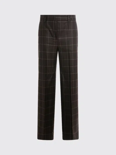 Incotex Checkered Straight Leg Trousers And Pockets In Brown