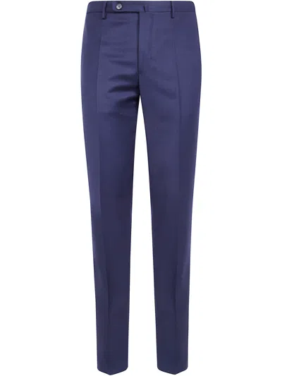 Incotex Regular Chino Trousers Flat Front Tailored In Blue