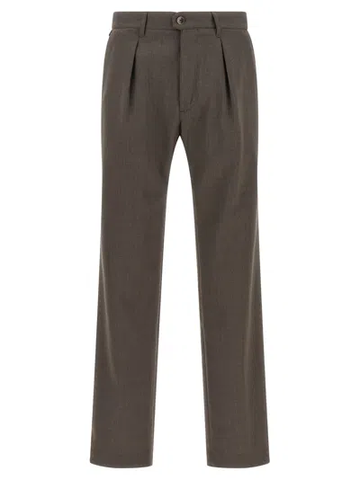 Incotex Pleated Waist-regulator Straight-leg Trousers In Brown