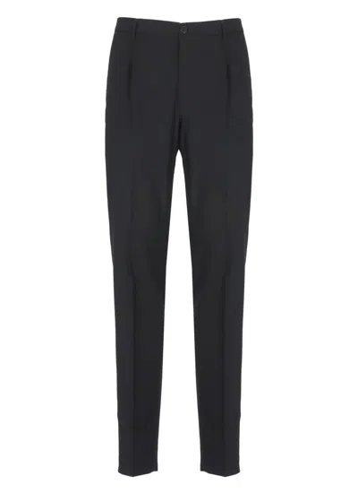 Incotex Straight Wool Trousers With Pockets In Black