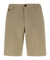 Incotex Khaki Green Stretch Cotton Bermuda Shorts In Brown