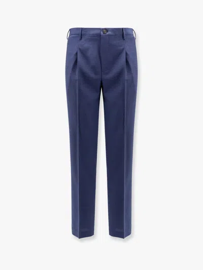 Incotex Pattern 54 Virgin Wool Trouser With Pinces In Blue