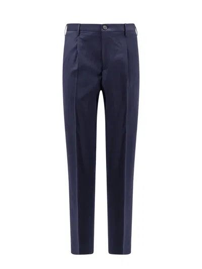 Incotex Pattern 54 Virgin Wool Trouser With Pinces In Blue