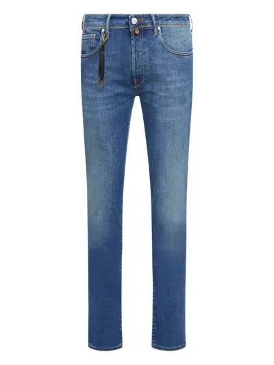 Incotex Pendant-detail Straight-leg Jeans In Blue