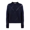 Incotex Perforated Crewneck Sweater Blue In Blue