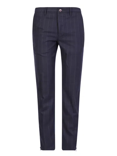 Incotex Pinstripe Pattern Trousers In Blue