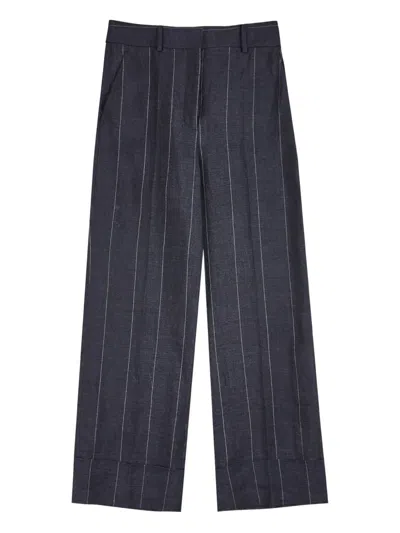 Incotex Pinstriped Linen Trousers In Blue