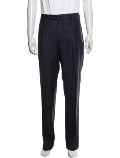 Pre-owned Incotex Plaid Print Dress Pants In Blue