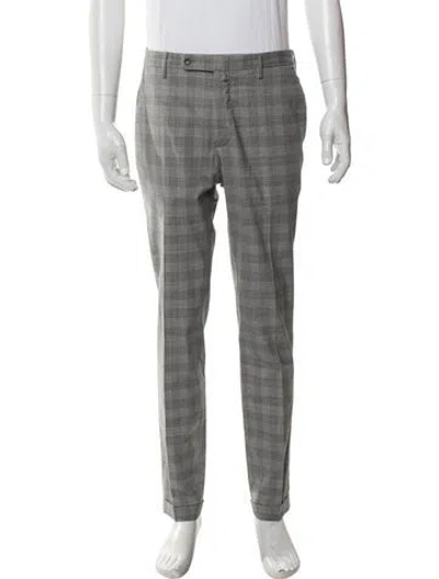 Pre-owned Incotex Plaid Print Dress Pants In Grey