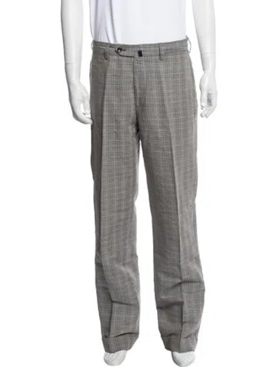Pre-owned Incotex Plaid Print Dress Pants In Grey