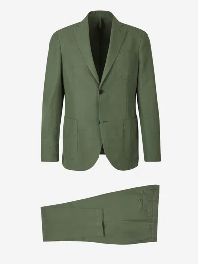 Incotex Plain Linen Suit In Green