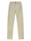 Incotex Pleated Front Cotton Trousers With Belt Loops In Green