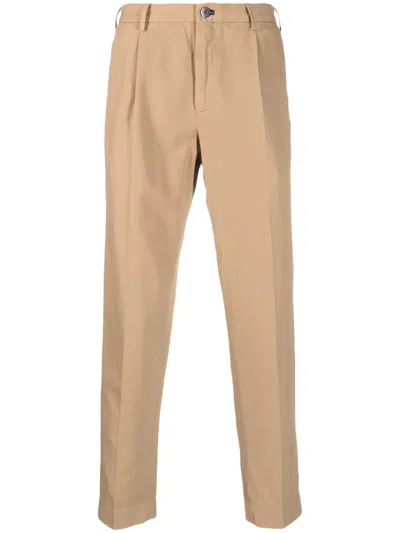 Incotex Tapered-leg Cotton Trousers In Nude