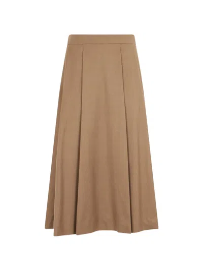 Incotex Pleated A-line Skirt In Brown
