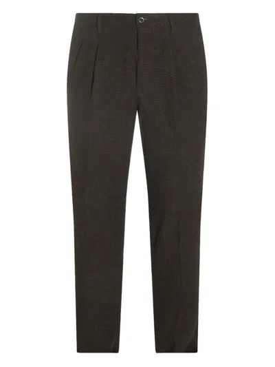 Incotex Pleated Check Trousers In Brown