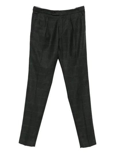 Incotex Pleated Checked Trousers In Gray