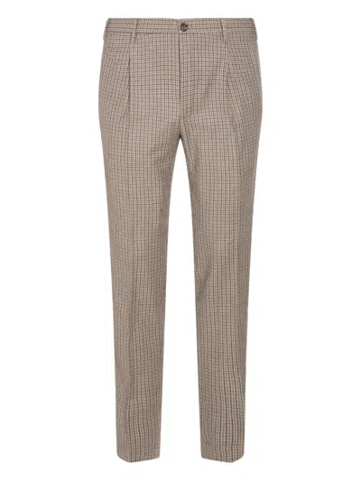 INCOTEX PLEATED CHECKED TROUSERS