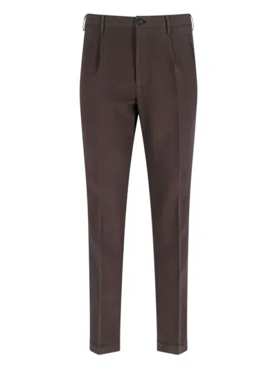 Incotex Pleated Chino Trousers In Brown