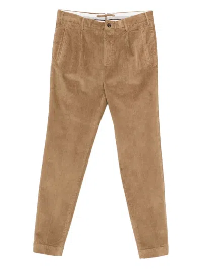 Incotex Pleated Corduroy Trousers In Brown