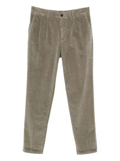 Incotex Pleated Corduroy Trousers In Gray