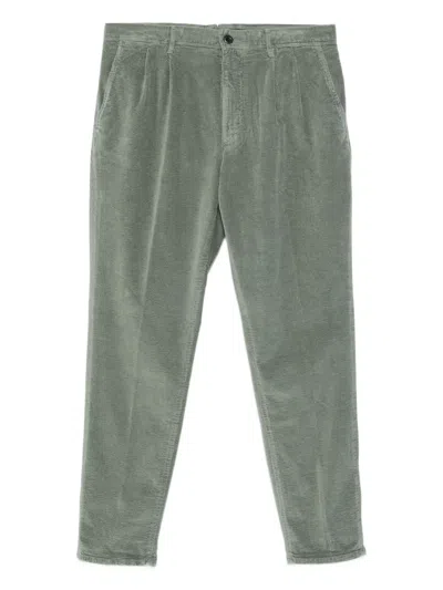 Incotex Pleated Corduroy Trousers In Green