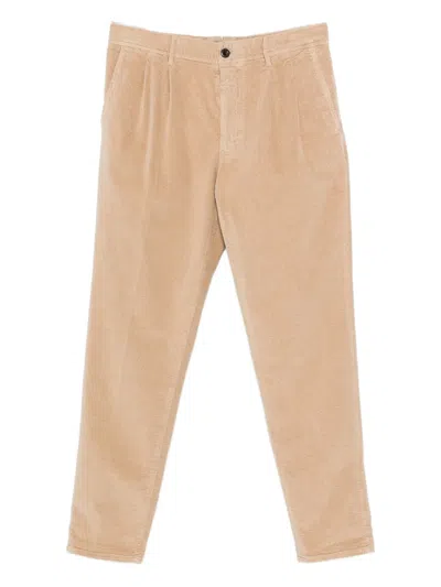 Incotex Pleated Corduroy Trousers In Neutral